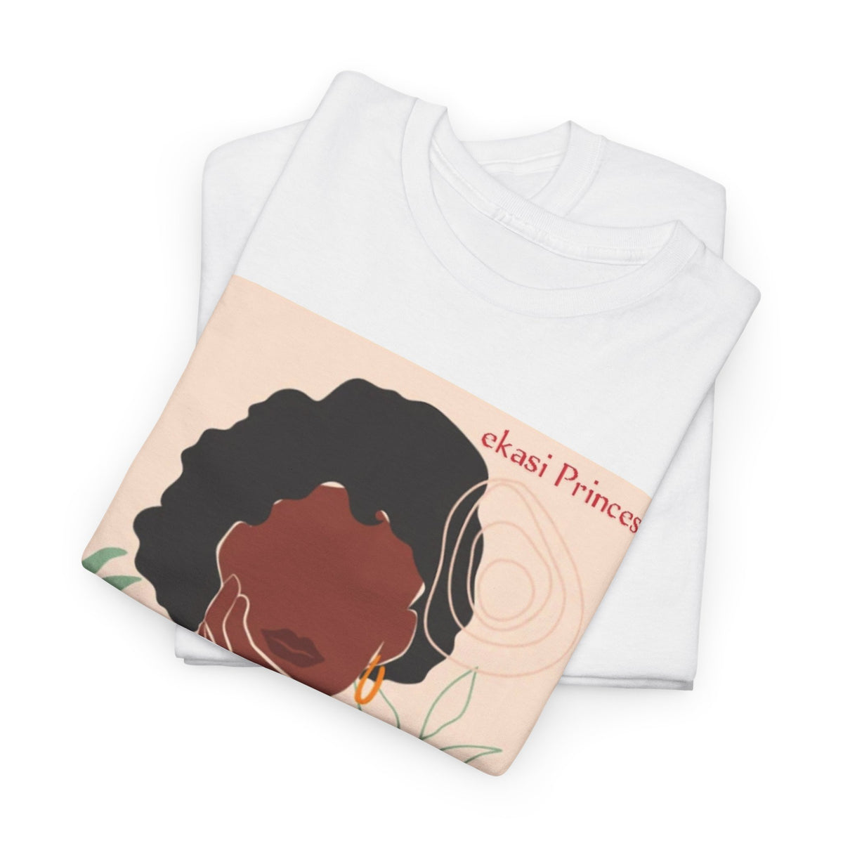 Afro Chic Portrait T-Shirt | Botanical Illustration, 'eboni Princess'