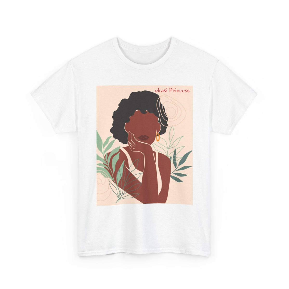 Afro Chic Portrait T-Shirt | Botanical Illustration, 'eboni Princess'
