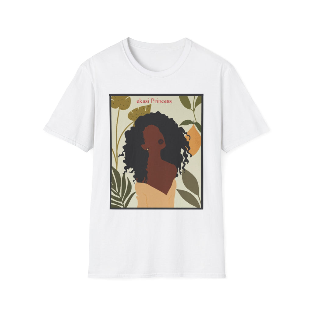 Melanin Princess T-Shirt | Afro Woman Illustration, Botanical Frame